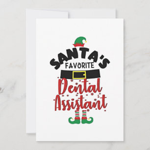 Tarjeta De Agradecimiento Asistente Dental Favorito de Santa Navidad Santa