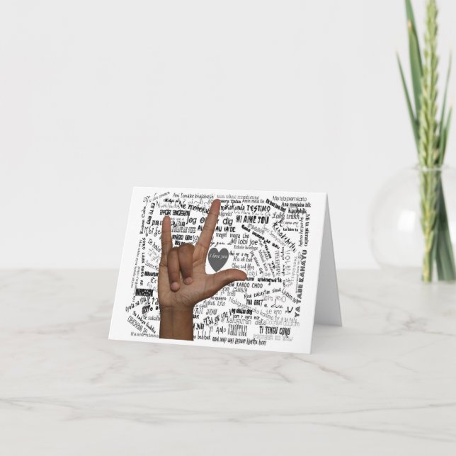 Tarjeta De Agradecimiento ASL y varios idiomas dicen que te amo (Anverso)