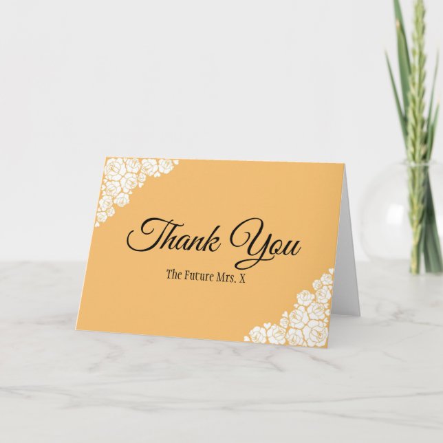 Tarjeta De Agradecimiento Aspecto Antiguo Personalizado Ducha de Novia Futur (Anverso)