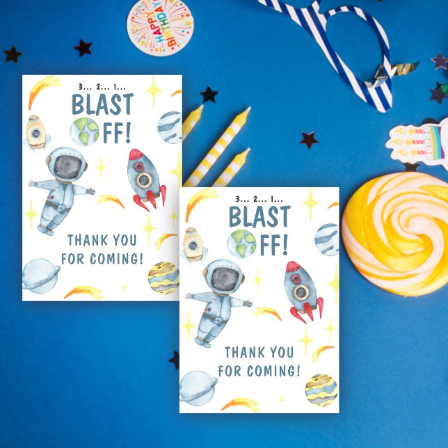 Tarjeta De Agradecimiento Astronaut Space Birthday Party (Subido por el creador)