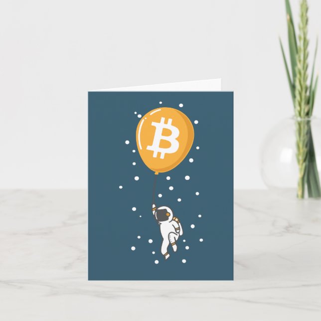 Tarjeta De Agradecimiento Astronauta de Bitcoin a la luna - Btc Crypto (Anverso)