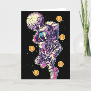 Tarjeta De Agradecimiento Astronauta De Bitcoin - Código QR De Bbit Me Acept