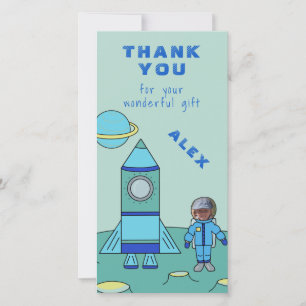 Tarjeta De Agradecimiento Astronauta en la Luna Gracias Inserta tu Rostro