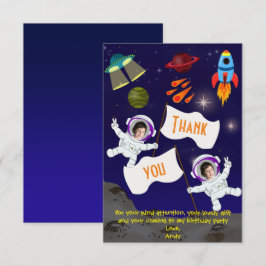Tarjeta De Agradecimiento Astronauta espacial Cute Cumpleaños