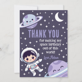 Tarjeta De Agradecimiento Astronauta Espacial | Galaxia de Planetas Estrella