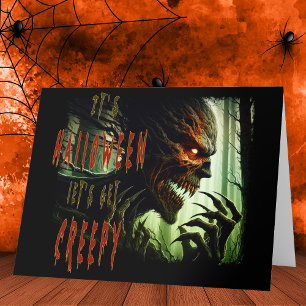 Tarjeta De Agradecimiento Asustado monstruo de la madera de horror, demonio 