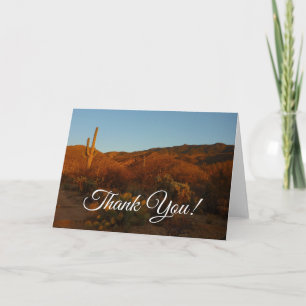 Tarjeta De Agradecimiento Atardecer de Saguaro I Paisaje del desierto de Ari