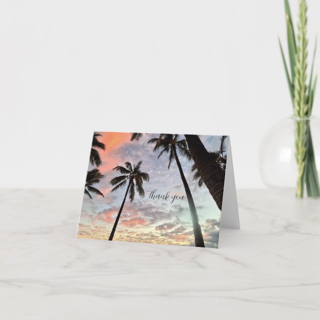 Tarjeta De Agradecimiento Atardecer Hawaiano (Anverso)