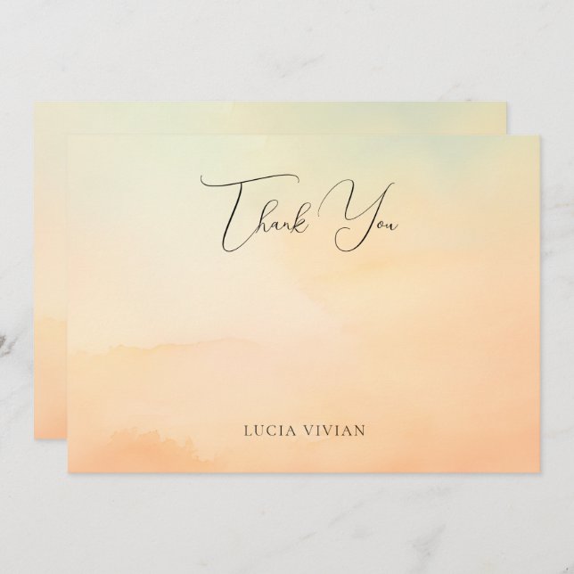 Tarjeta De Agradecimiento Atardecer naranja acuarela Cloud 9 nupcial (Anverso / Reverso)