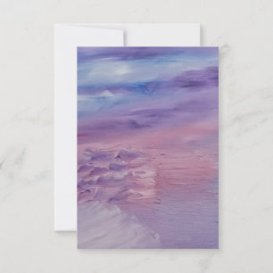 Tarjeta De Agradecimiento Atardecer Púrpura Azul Rosa Arte Abstracto Colorid