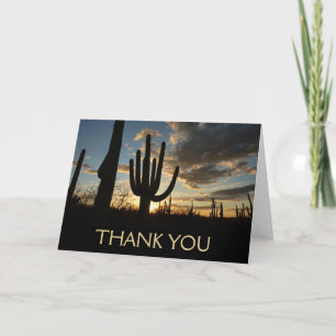 Tarjeta De Agradecimiento Atardecer Saguaro II Paisaje del Desierto de Arizo