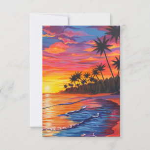 Tarjeta de agradecimiento Atardecer Tropical