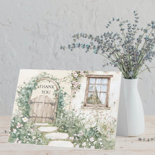 Tarjeta De Agradecimiento Atractiva Watercolor Cottage Garden Blank