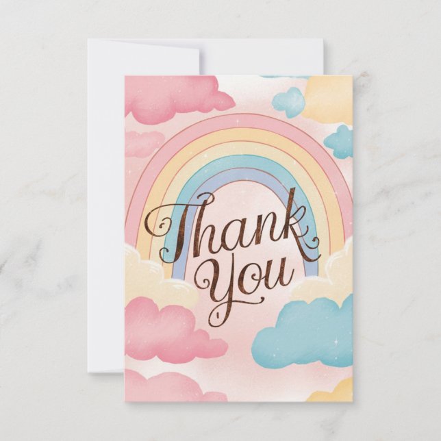 Tarjeta De Agradecimiento Atractivo Arcoiris y nubes (Anverso)