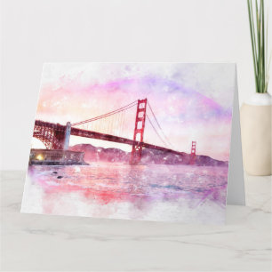 Tarjeta De Agradecimiento Atractivo pastel del puente Golden Gate en San Fra