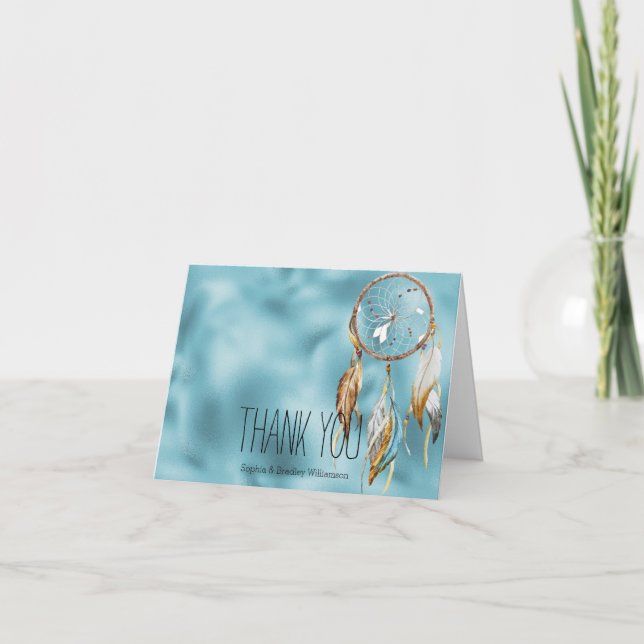 Tarjeta De Agradecimiento Atrapasueños Aqua Gracias (Anverso)