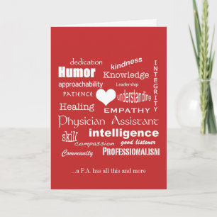 Tarjeta De Agradecimiento Atributos del asistente del médico/Texto en blanco
