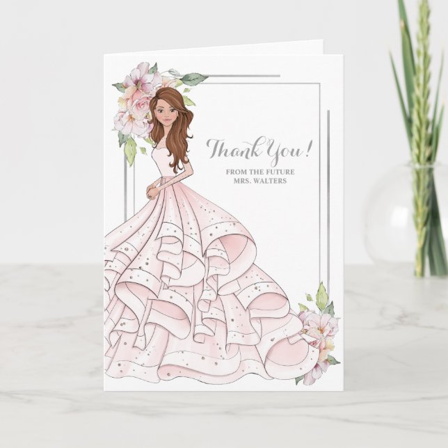 Tarjeta De Agradecimiento Auburn Bride Bridal Shower Future Mrs. (Anverso)