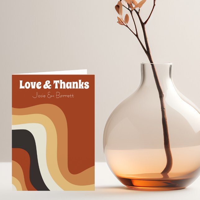 Tarjeta De Agradecimiento Audaz foto Boda de Retro Groovy de los años 70 amo (Subido por el creador)