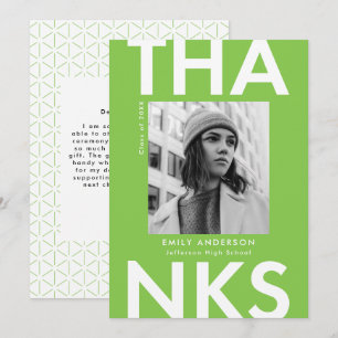 Tarjeta De Agradecimiento Audaz Graduación Grad Lime Green Photo