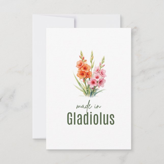 Tarjeta De Agradecimiento August Gladiolus  Birth Flower Flat Thank You Card (Anverso)