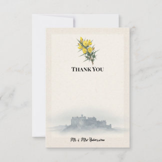 Tarjeta De Agradecimiento Aulaga costera de Hébridas y Castillo de Edimburgo