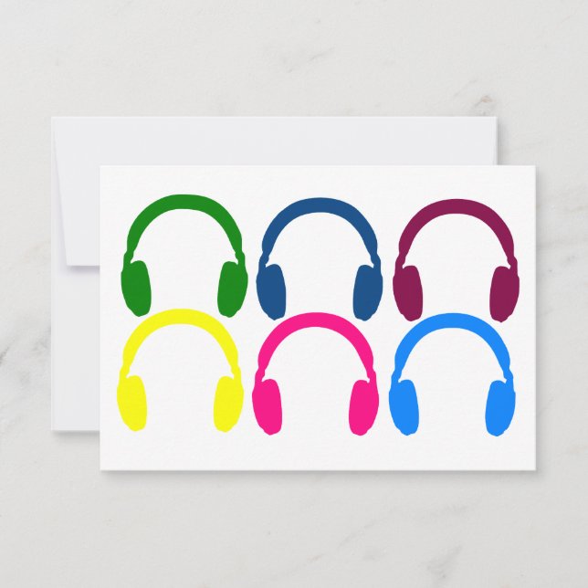 Tarjeta De Agradecimiento Auriculares Neon Rainbow personalizable  (Anverso)