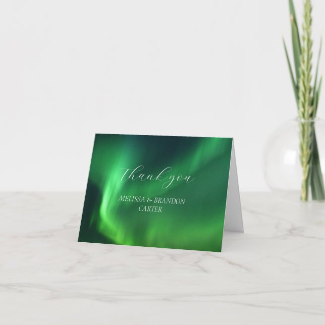 Tarjeta De Agradecimiento Aurora Borealis Boda Gracias (Anverso)