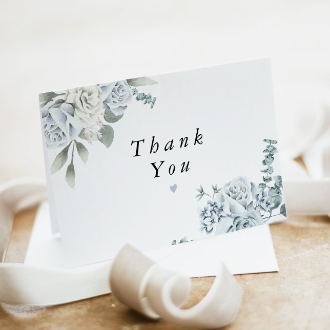 Tarjeta De Agradecimiento AUSHA Dusty Blue Floral Boy Baby Shower (Subido por el creador)