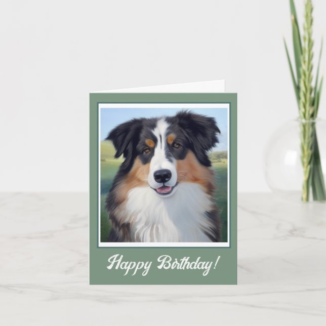 Tarjeta De Agradecimiento Australian Shepherd Portrait  -  (Anverso)