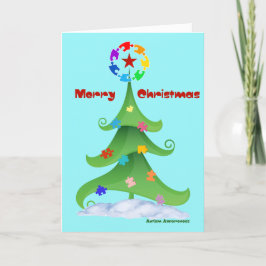 Tarjeta De Agradecimiento Autismo Conciencia del rompecabezas de Navidad amo
