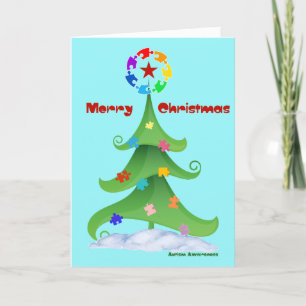 Tarjeta De Agradecimiento Autismo Conciencia del rompecabezas de Navidad amo