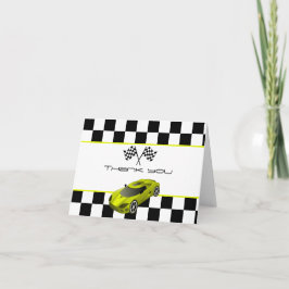 Tarjeta De Agradecimiento Auto Amarillo de Carreras | Fiesta de Cumpleaños