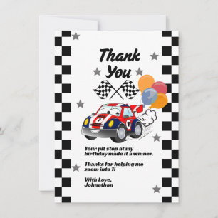 Tarjeta De Agradecimiento Auto rápido de primer cumpleaños de un niño gracia