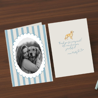 Tarjeta De Agradecimiento Autor de fotografías a rayas azules personalizadas
