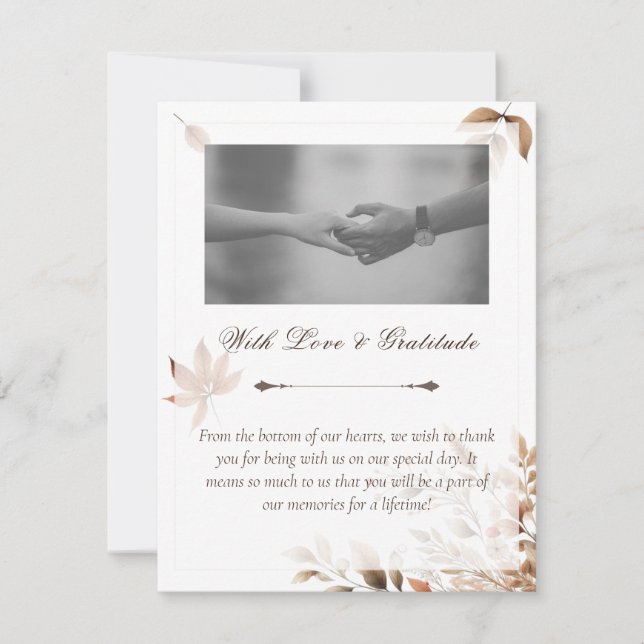 Tarjeta De Agradecimiento Autumn Boda Gratitude Gracias Card (Anverso)