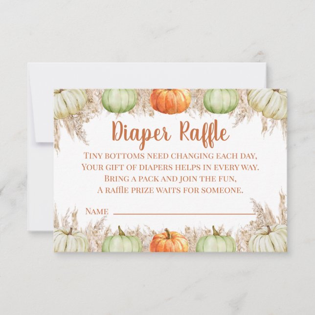 Tarjeta De Agradecimiento Autumn Boho Pampas Grass Diaper Raffle Card (Anverso)