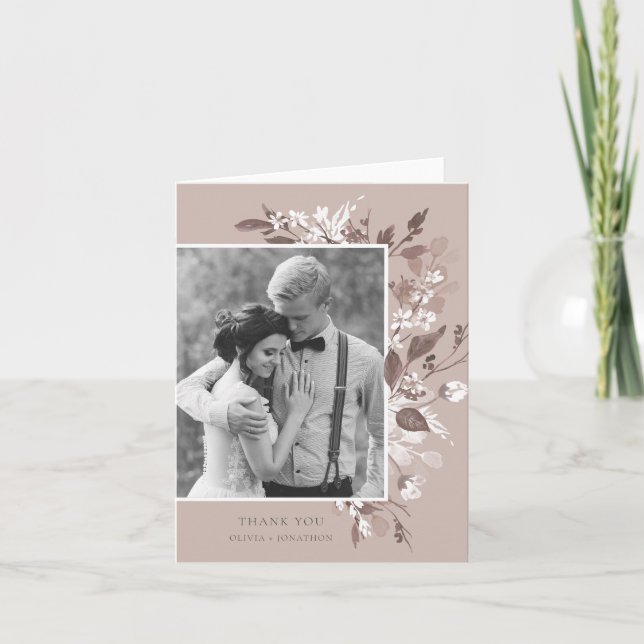 Tarjeta De Agradecimiento Autumn Flora Foto Gracias (Anverso)