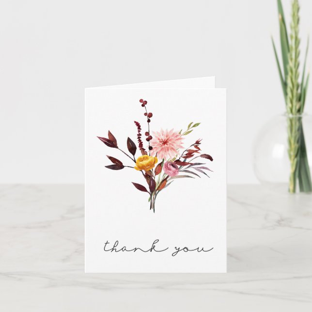 Tarjeta De Agradecimiento Autumn Floral Bouquet (Anverso)