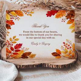 Tarjeta De Agradecimiento Autumn Leaves Warm Botanical