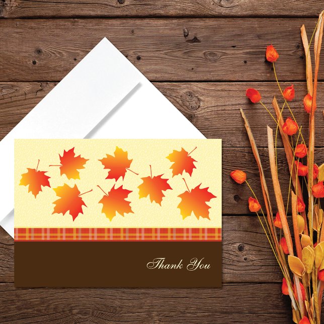 Tarjeta De Agradecimiento Autumn Maple Leaves Boda (Subido por el creador)