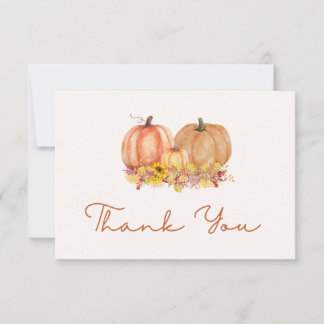 Tarjeta De Agradecimiento Autumn Pumpkin Baby Shower Thank You Card – Boho
