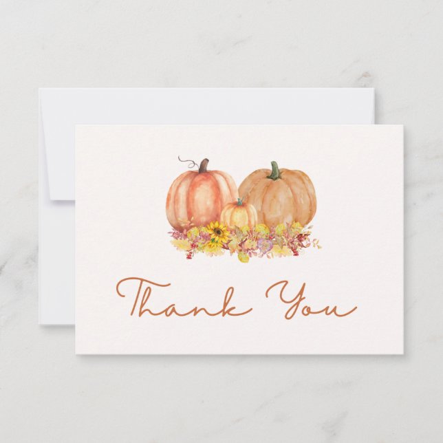 Tarjeta De Agradecimiento Autumn Pumpkin Baby Shower Thank You Card – Boho (Anverso)