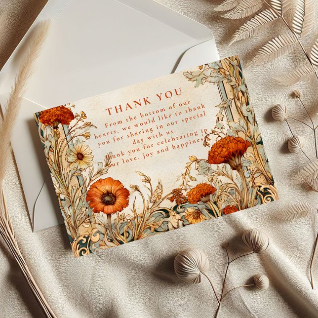 Tarjeta De Agradecimiento Autumn Wildflower Botanical Wedding (Subido por el creador)