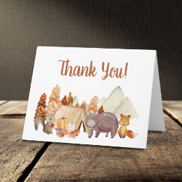 Tarjeta De Agradecimiento Autumn Woodland Animals Baby Shower