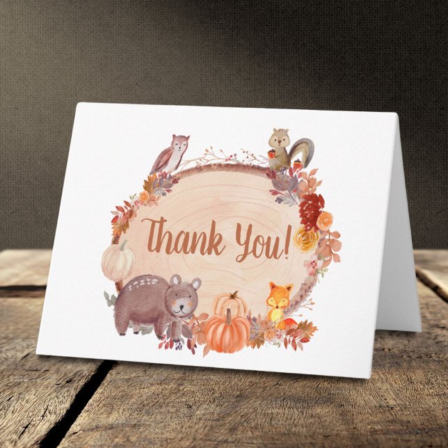 Tarjeta De Agradecimiento Autumn Woodland Animals Baby Shower (Subido por el creador)