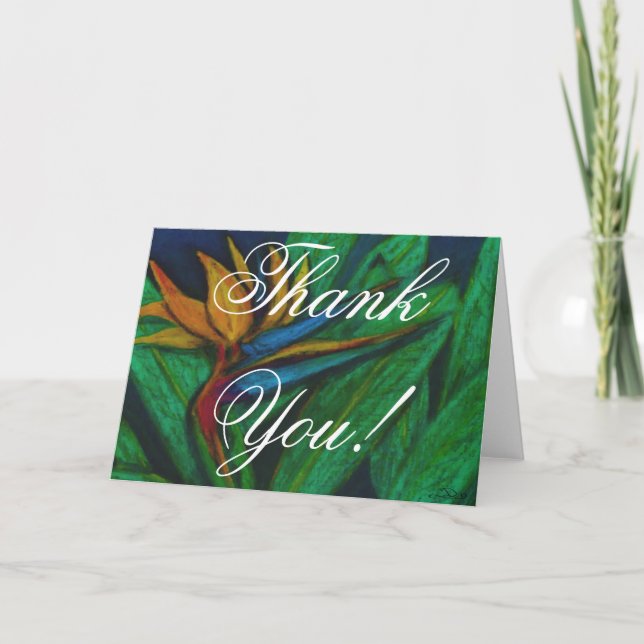Tarjeta De Agradecimiento Ave de la flor del paraíso gracias (Anverso)