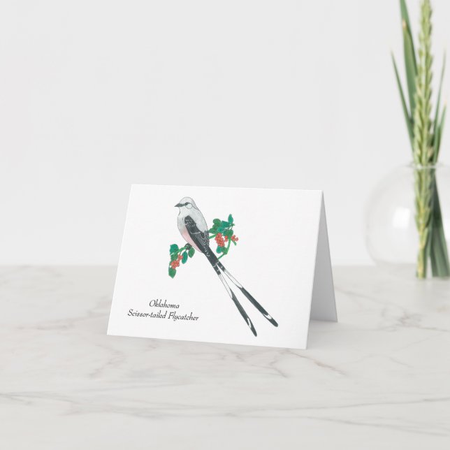 Tarjeta De Agradecimiento Ave del estado de Oklahoma: Flycatcher de cola cis (Anverso)
