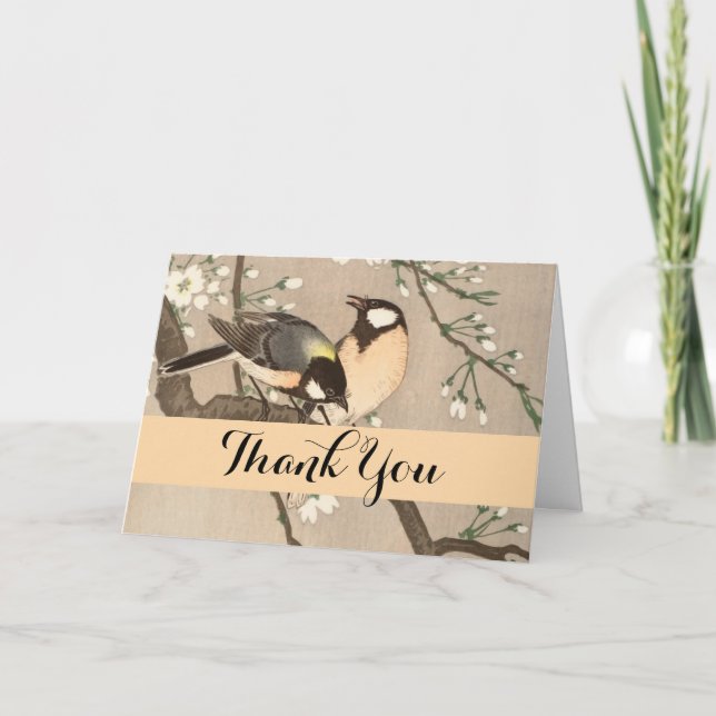Tarjeta De Agradecimiento Ave del pájaro Koson de Asia (Anverso)