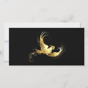 Tarjeta De Agradecimiento Ave dorada sobre fondo negro